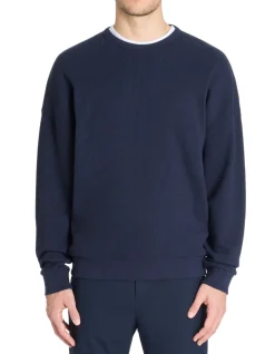 Oversized sweatshirt met ronde hals 100% katoen - marineblauw