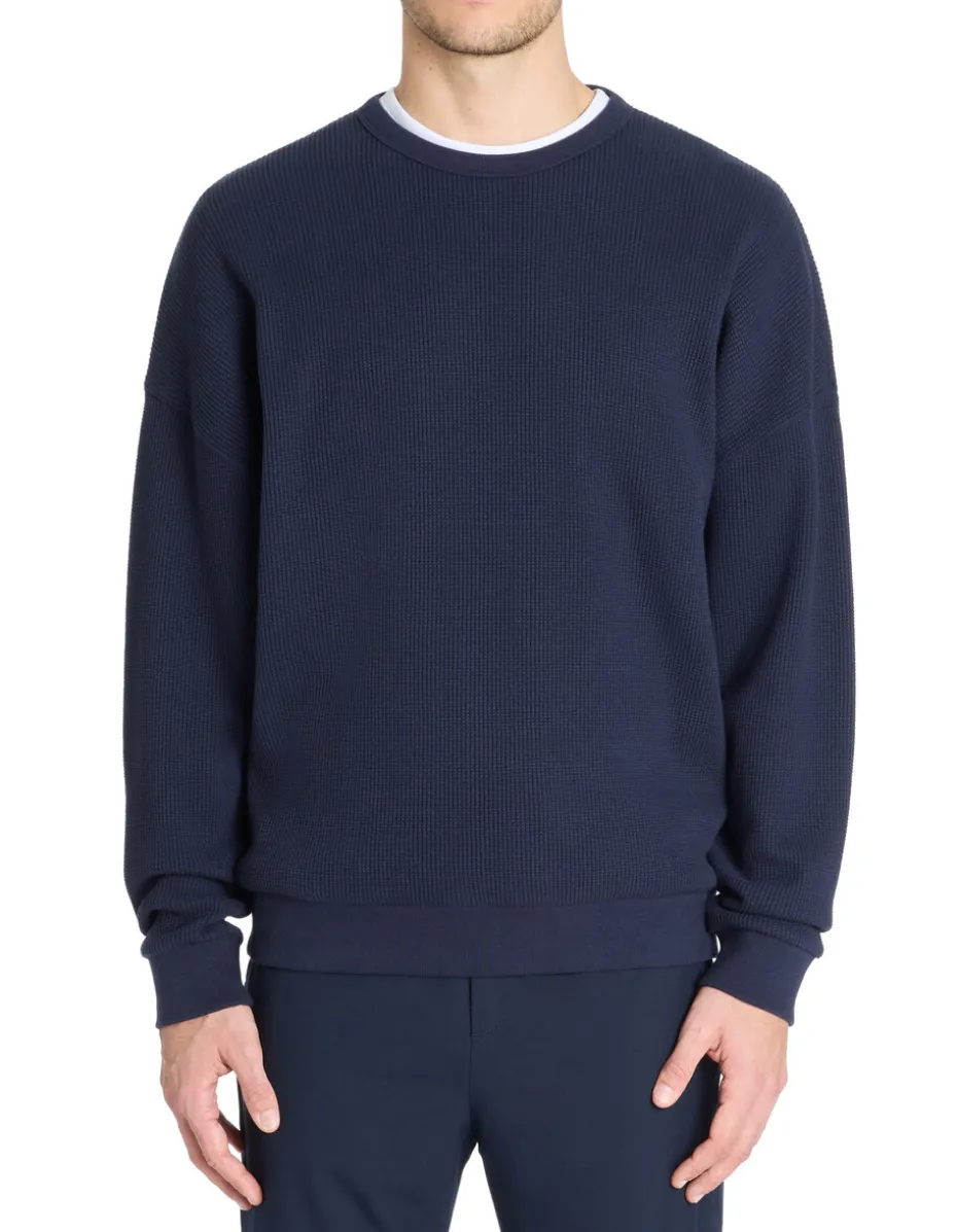 Oversized sweatshirt met ronde hals 100% katoen - marineblauw