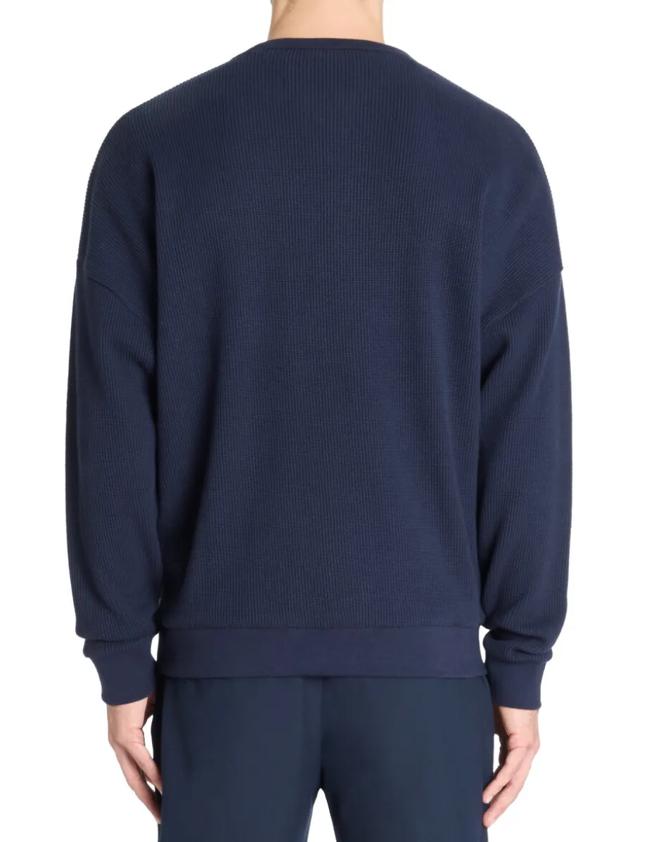 Oversized sweatshirt met ronde hals 100% katoen - marineblauw