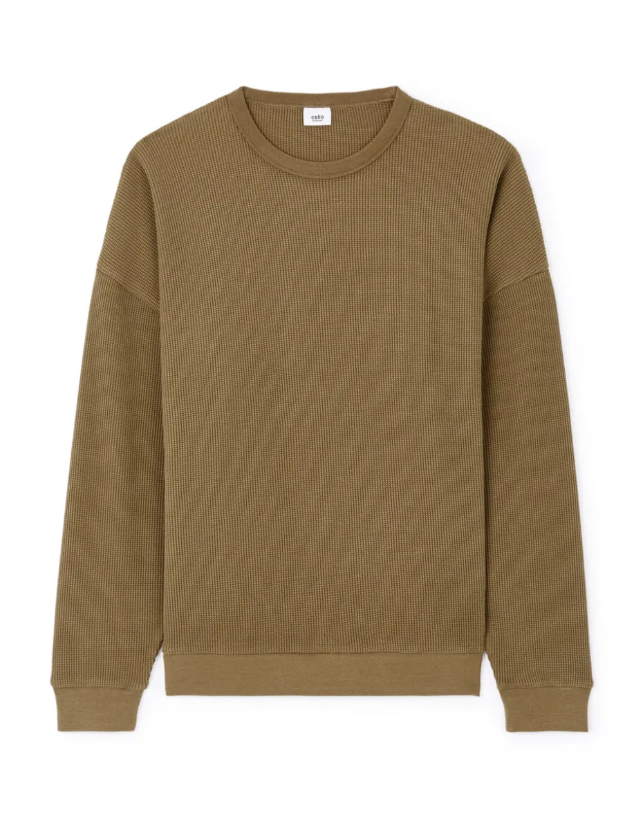 Oversized sweatshirt met ronde hals 100% katoen - bruin