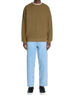 Oversized sweatshirt met ronde hals 100% katoen - bruin