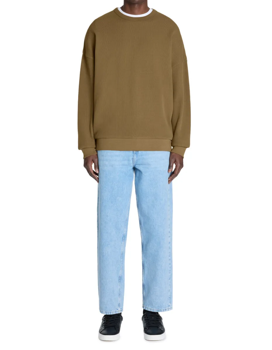 Oversized sweatshirt met ronde hals 100% katoen - bruin