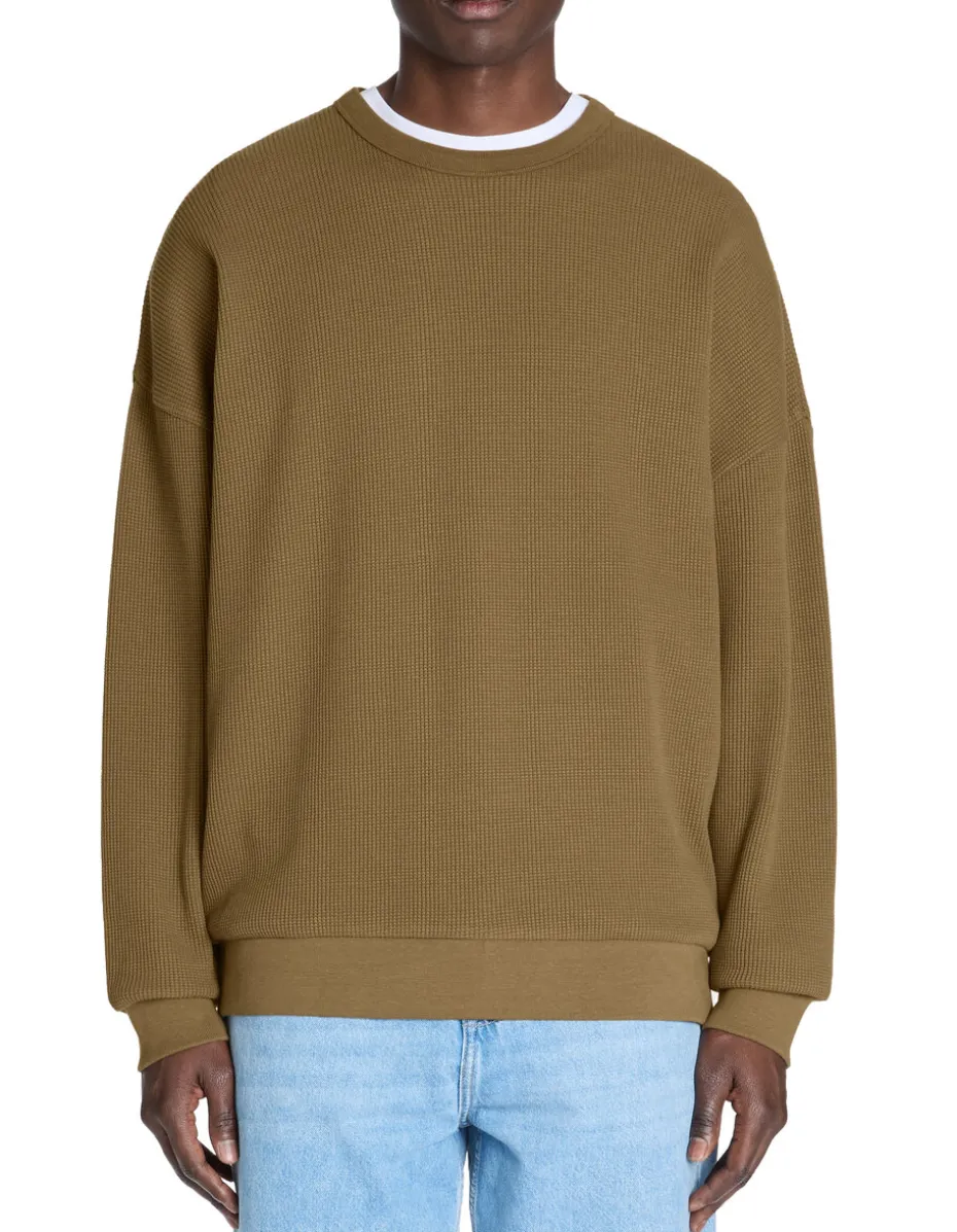 Oversized sweatshirt met ronde hals 100% katoen - bruin