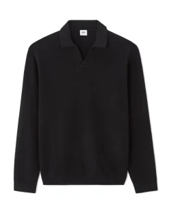 Oversized trui met brede kraag 100% katoen - zwart
