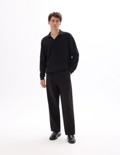 Oversized trui met brede kraag 100% katoen - zwart