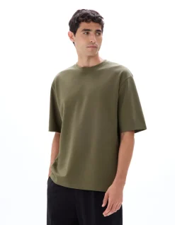 Oversized T-shirt met ronde hals - Kaki