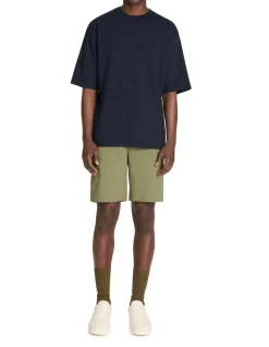 Oversized T-shirt met ronde hals in gemengd katoen - marineblauw