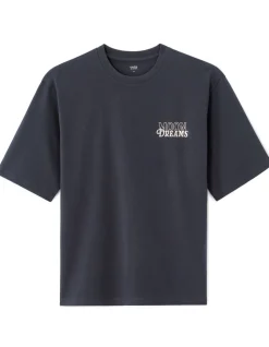 Oversized T-shirt met ronde hals, 100% katoen, astro print - nachtblauw