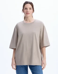 Oversized zwaar katoenen t-shirt - beige