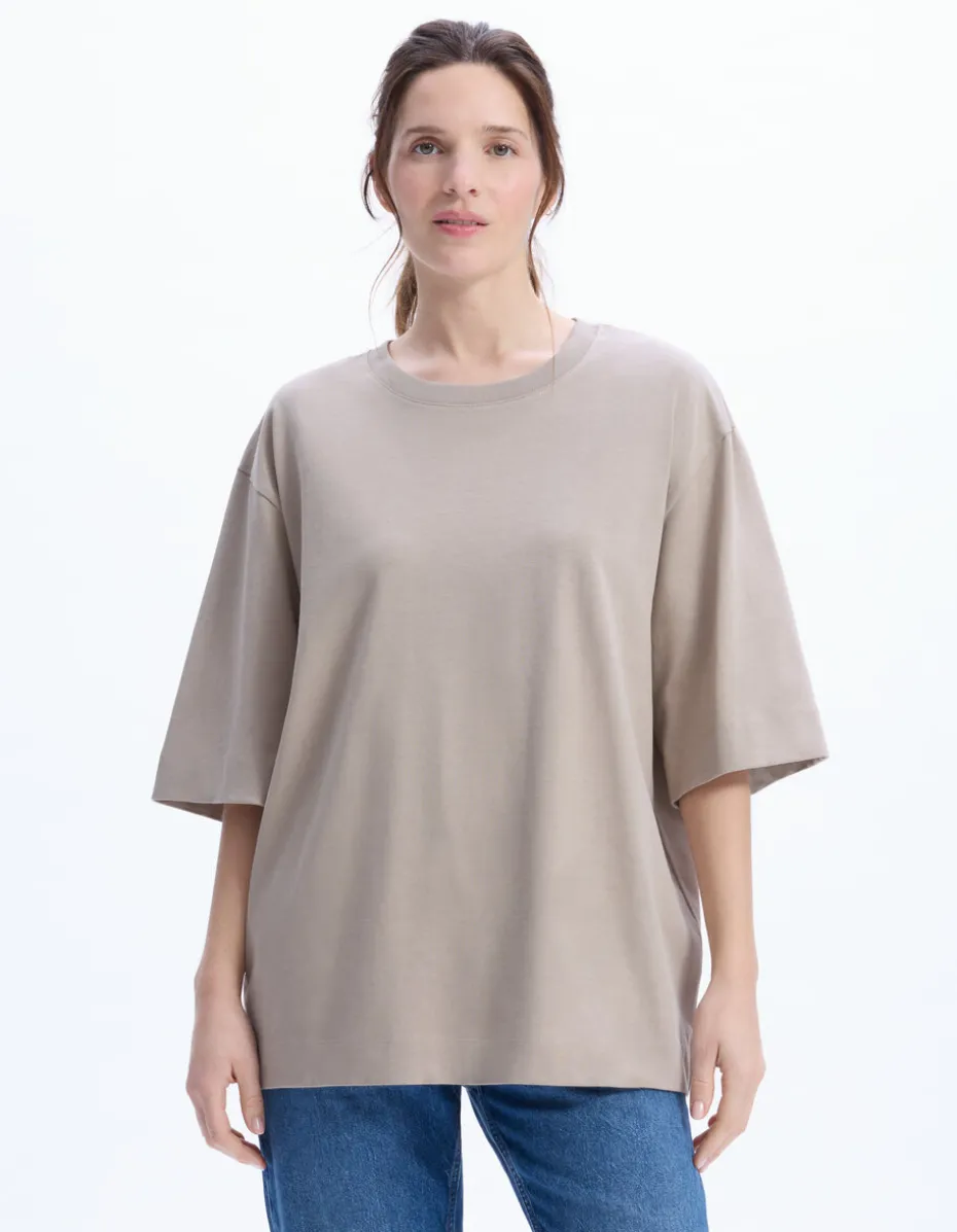Oversized zwaar katoenen t-shirt - beige