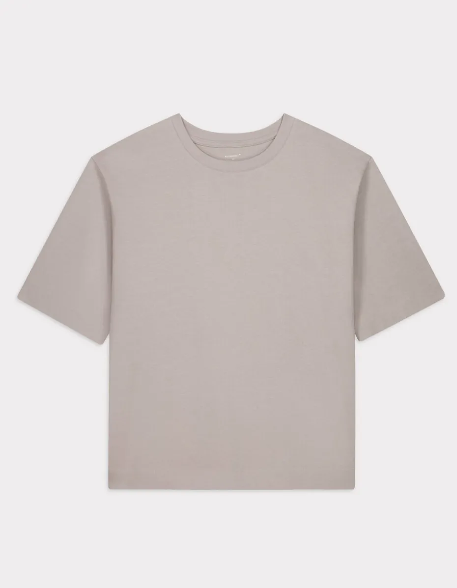 Oversized zwaar katoenen t-shirt - beige
