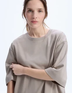 Oversized zwaar katoenen t-shirt - beige