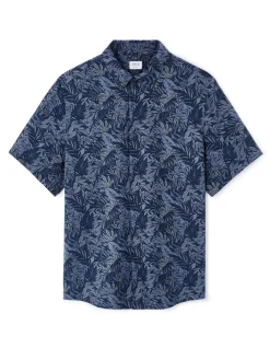Palmprint shirt 100% viscose - blauw