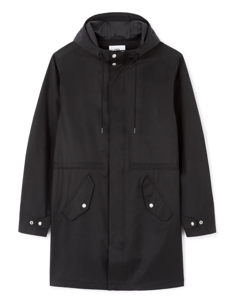 Parka met vaste capuchon - zwart
