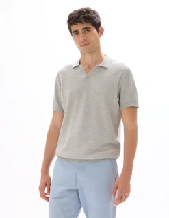 Piqué polo regular fit 100% katoen grijze mêlee