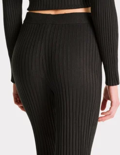 Platte geribbelde broek - grijs
