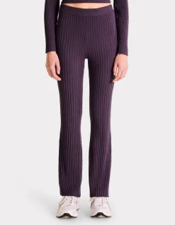 Platte geribbelde broek - paars