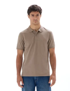 Pólo piqué regular 100% algodão - taupe
