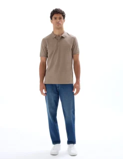 Pólo piqué regular 100% algodão - taupe