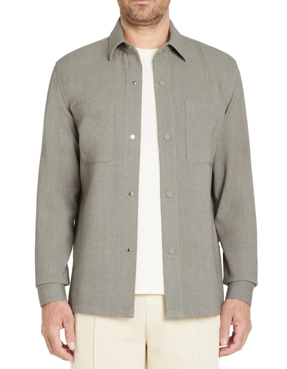 2-pocket stretch overshirt - groen