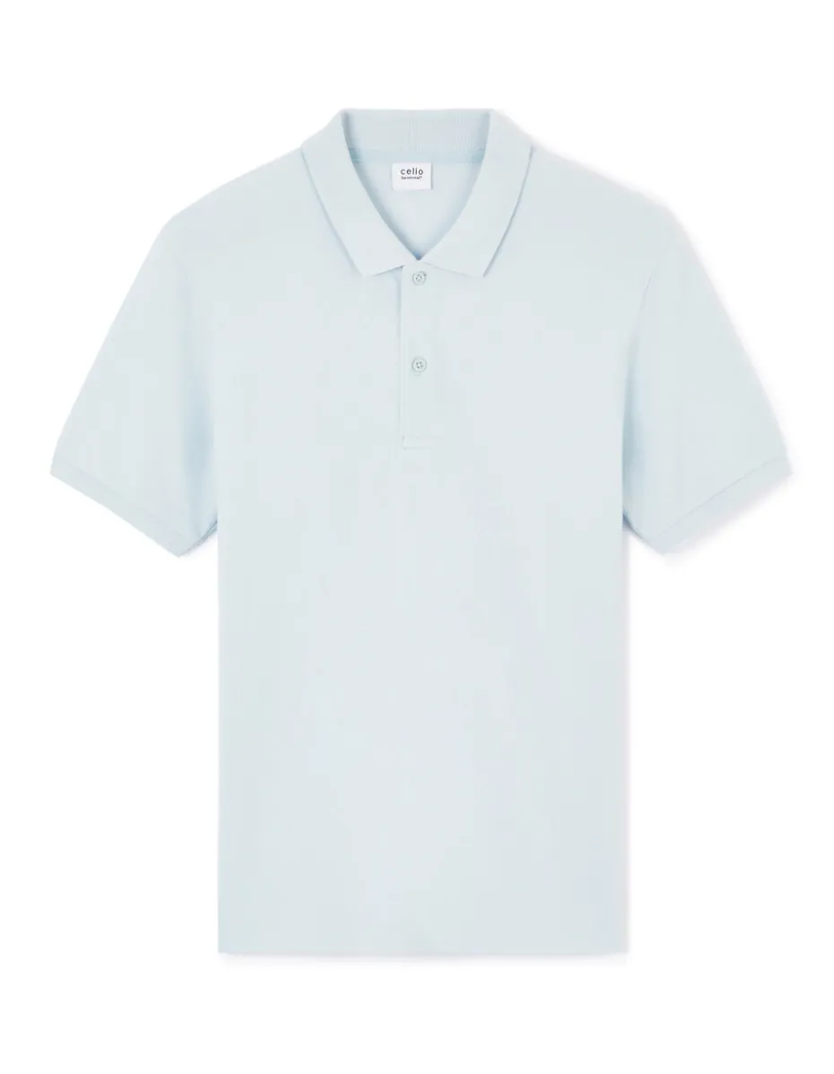 Polo piqué regular 100% algodão - azul claro