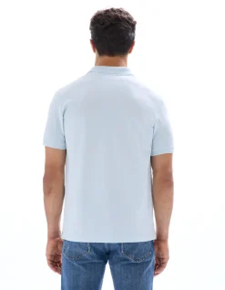Polo piqué regular 100% algodão - azul claro