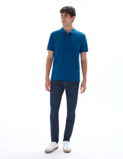 Polo piqué regular 100% algodão - azul marinho