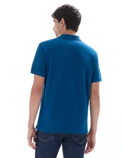 Polo piqué regular 100% algodão - azul marinho