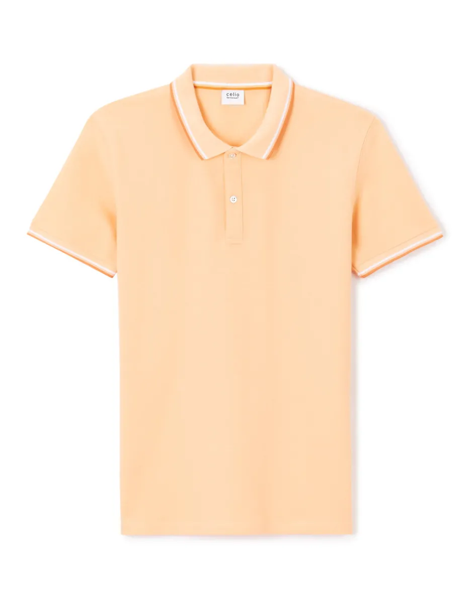 Polo piqué slim in stretch katoen - oranje