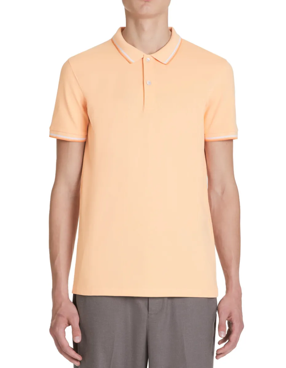 Polo piqué slim in stretch katoen - oranje