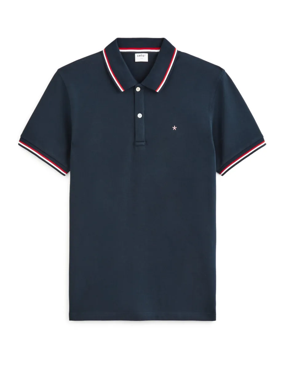 Polo piqué slim van stretchkatoen - marine