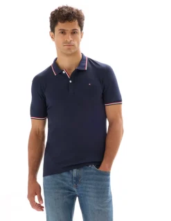 Polo piqué slim van stretchkatoen - marine