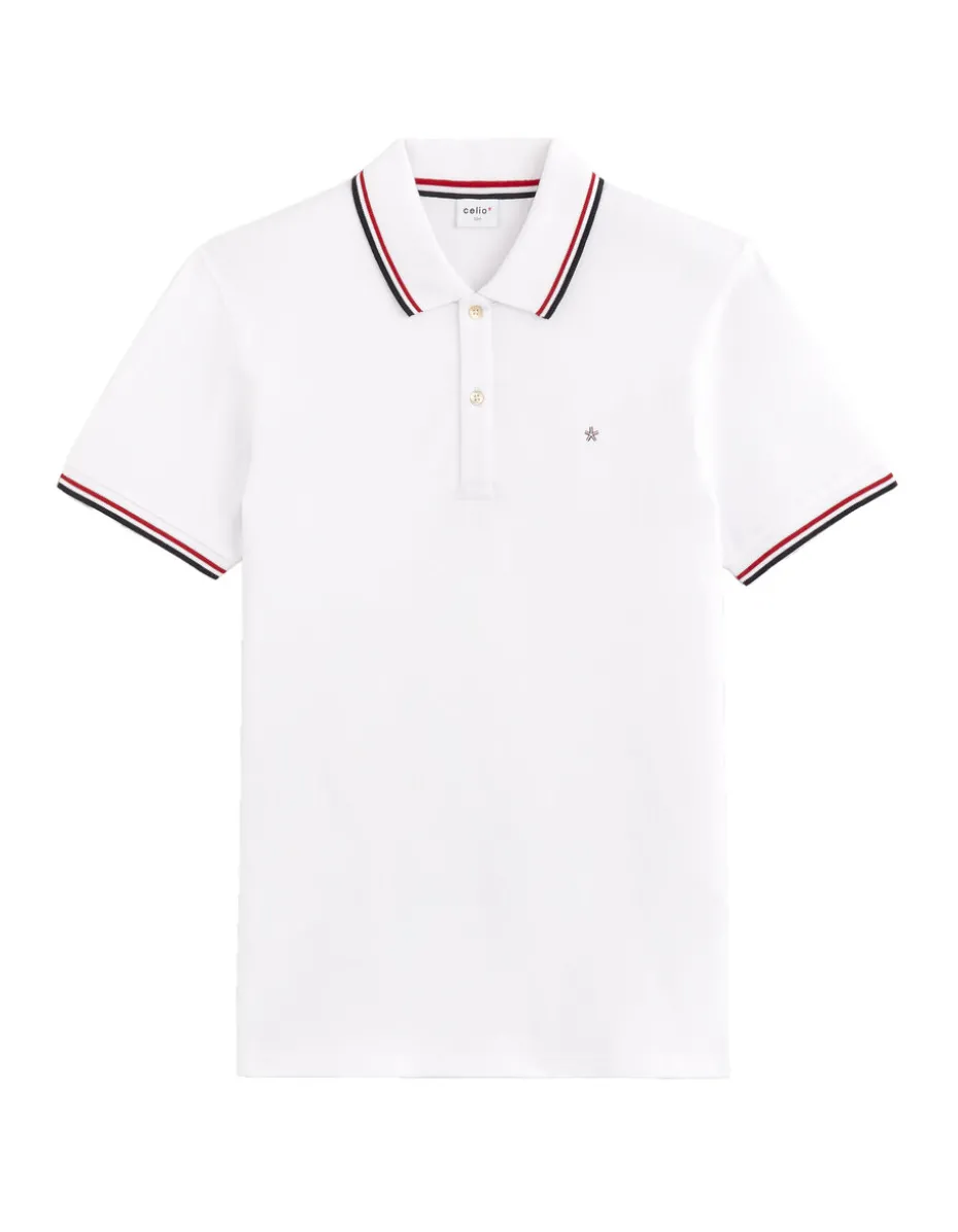 Polo piqué slim van stretchkatoen - wit