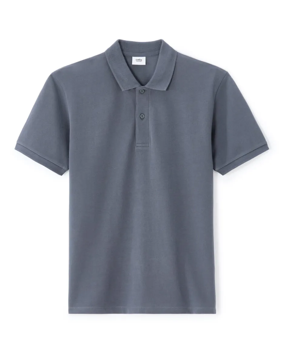 Polo recht 100% katoen - blauw