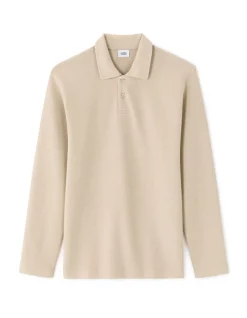 Polo regular 100% katoen met lange mouwen - beige