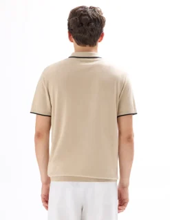 Polo regular fit in gestructureerde jersey - Zand