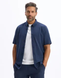 Polo regular fit jersey piqué - marineblauw