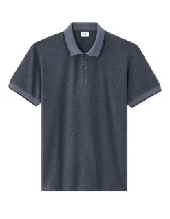 Polo regular fit jersey stretchkatoen - gemêleerd grijs