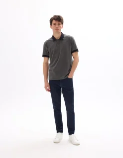 Polo regular fit jersey van stretchkatoen - antraciet