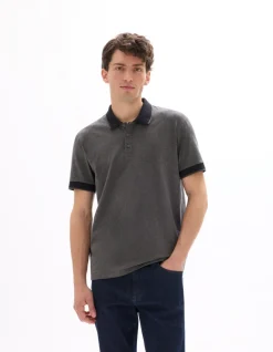 Polo regular fit jersey van stretchkatoen - antraciet