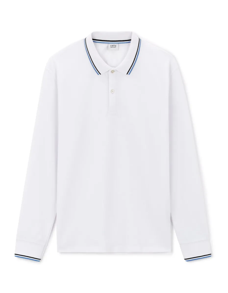 Polo regular fit met contrasterende kraag in katoen - wit