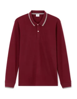 Polo regular fit met contrasterende kraag in katoen - bordeaux