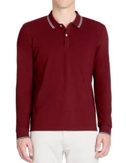 Polo regular fit met contrasterende kraag in katoen - bordeaux