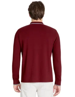 Polo regular fit met contrasterende kraag in katoen - bordeaux