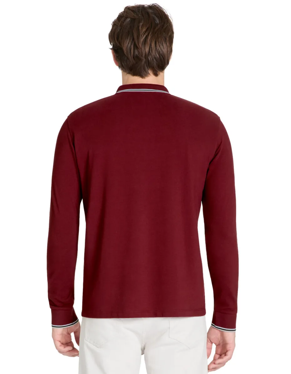 Polo regular fit met contrasterende kraag in katoen - bordeaux