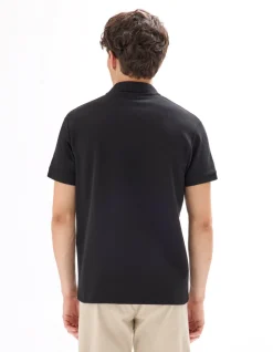 Polo regular fit met wafelstructuur - zwart