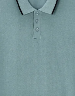 Polo regular in gestructureerd jersey - grijsgroen