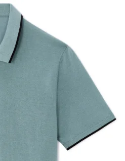Polo regular in gestructureerd jersey - grijsgroen