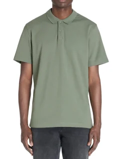 Polo regular katoenmix - kaki