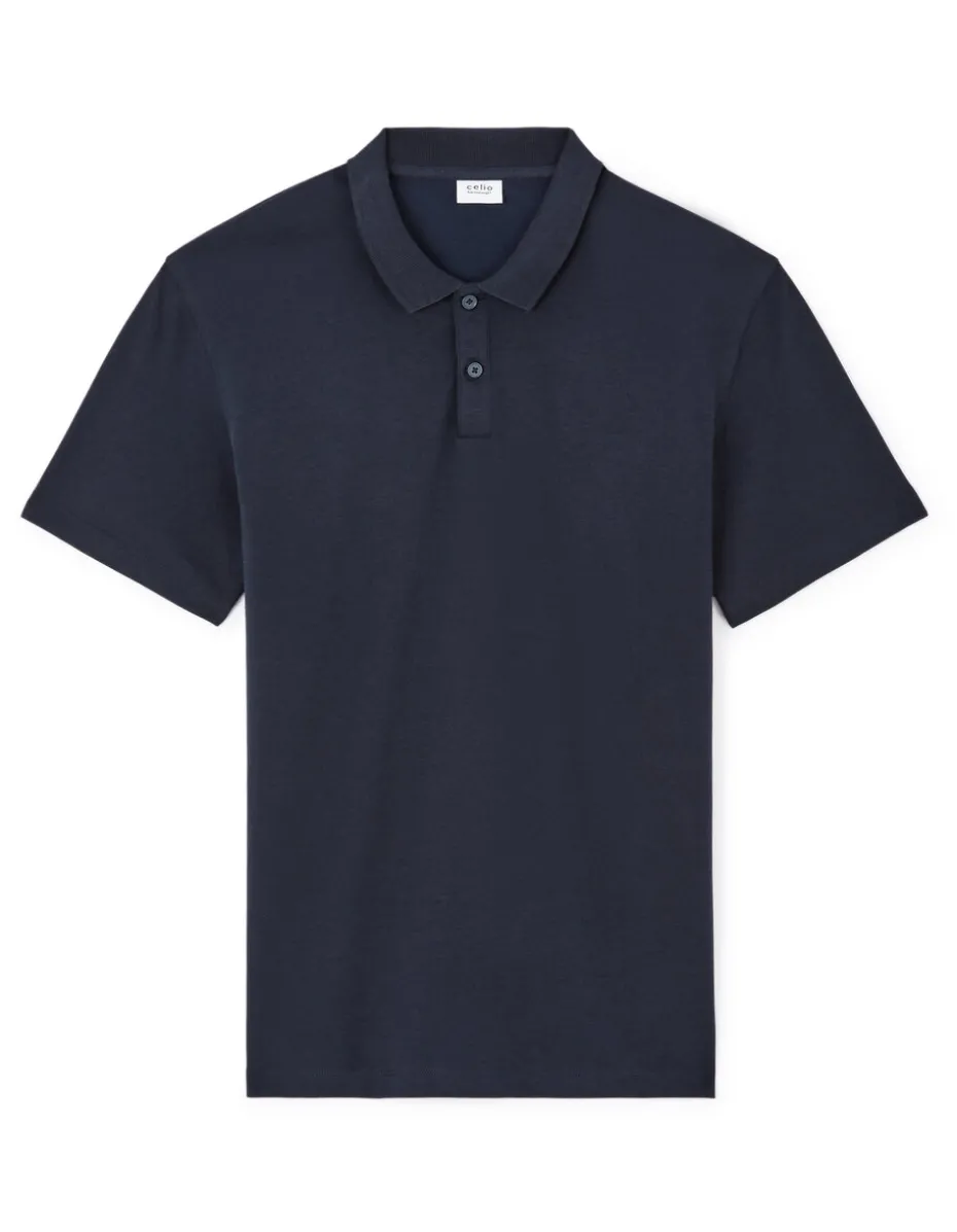 Polo regular katoenmix - marine